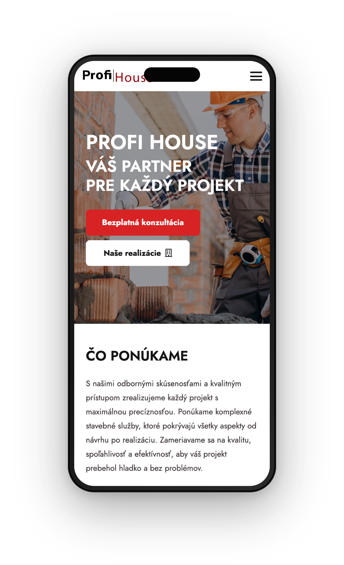 Profi House — mobilný náhľad